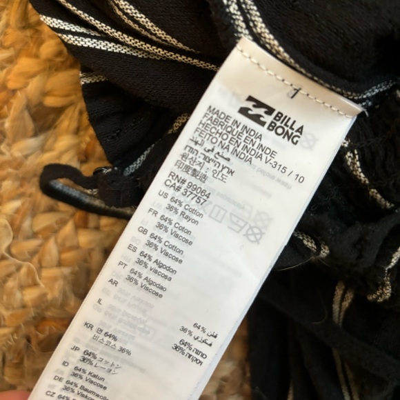 Billabong Smocked Striped Forever Fields Jumpsuit Size Medium - Picture 5 of 5